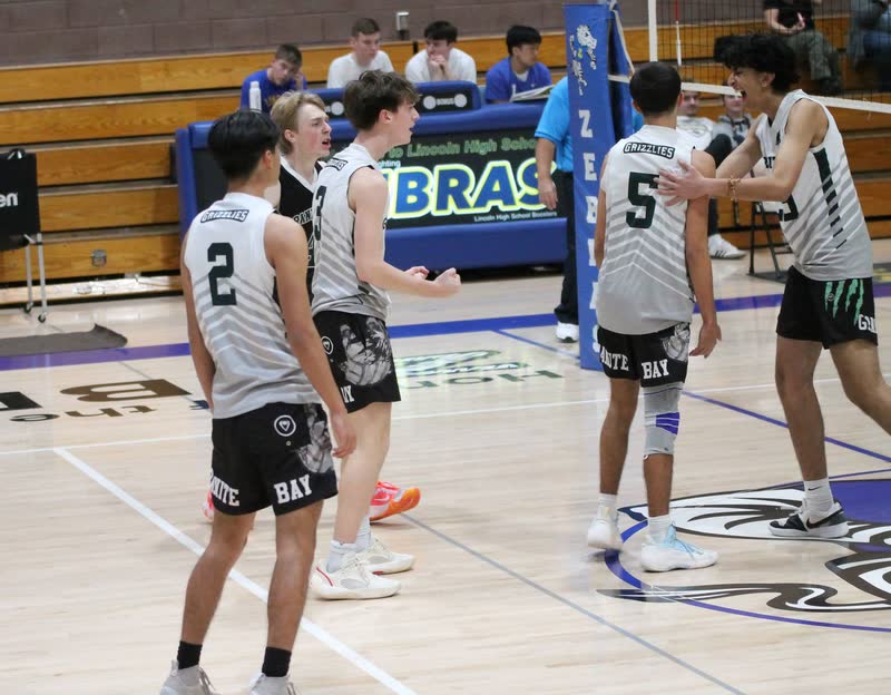 Celebrating a point with the team